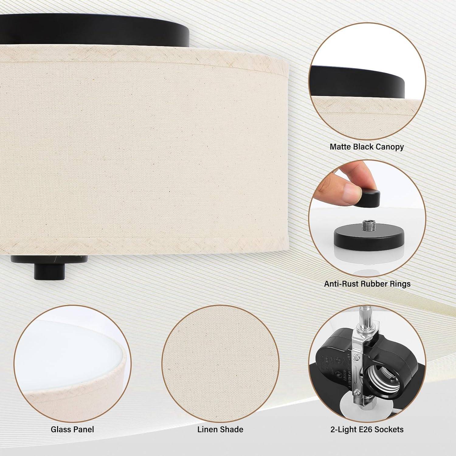 Two-Light Ceiling Flush Mount: image 3