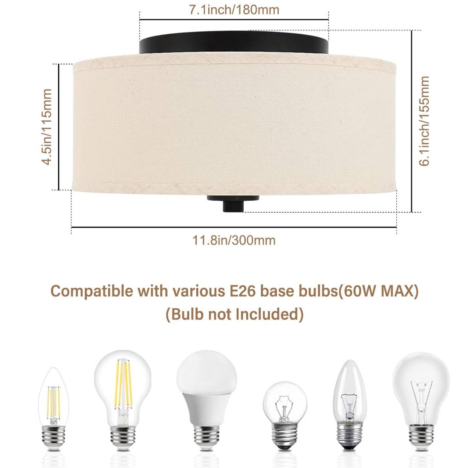 Two-Light Ceiling Flush Mount: image 6